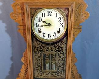 Waterbury Gingerbread Kitchen Mantle Clock, With Winding Key