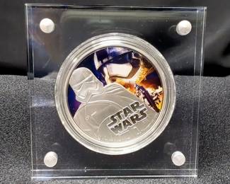 2016 Niue 1 Troy Ounce .999 Fine Silver Stars Wars Captain Phasma Colorized $2 Proof Coin In Acrylic Display, Includes Certificate Of Authenticity And Storage Box