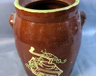 Ceramic Cookie Jar With Hand-Painted Coffee Grinder Image, No Lid, Ceramic Pitcher, And Vases, Total Qty 5