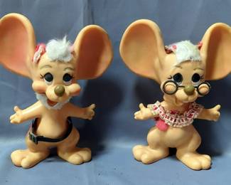 1970 Roy Des Of Fla Big Ear Mouse Banks Of Santa And Mrs Clause, No Jacket Or Dress, Approx 10.5" Tall