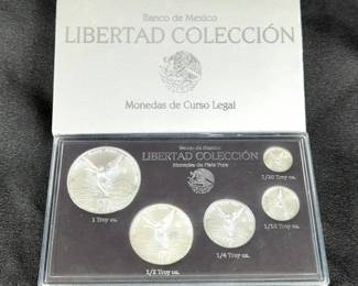 Bank Of Mexico Silver Libertad 5-Coin Set In Acrylic Display