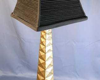 Table Lamp With Obelisk Style Stand And Cast Iron Base, Powers On, 38" High