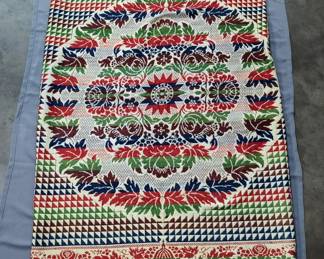 Antique Tapestry Bedspread, Purportedly Woven By Inmate At Lawton Territory (Okla) Penitentiary Circa 1877-1887