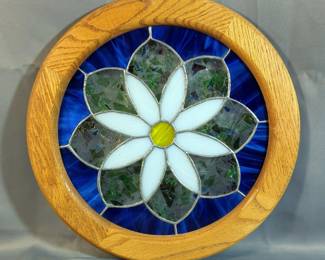 Floral Sun Catcher With Wood Frame, 15" Diameter