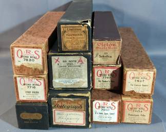 Antique Player Piano Rolls, Qty 11, In Original Boxes