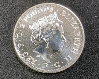 2021 Great Britain 2 Pounds 1 Oz. .999 Silver Britannia Coins, Qty 3