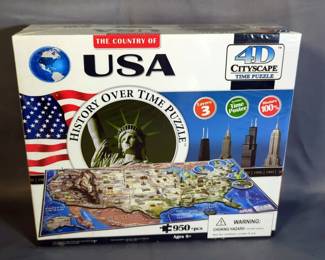 4D Cityscape USA History Over Time Puzzle, The Puzzle Builds Multiple Layers As The Country Changes Over Time, Factory Sealed