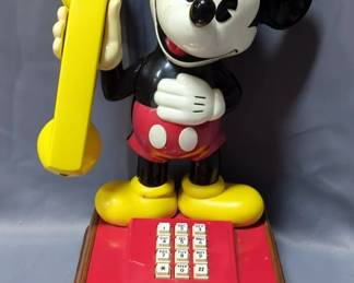 1976 Mickey Mouse Push Button Telephone, No Receiver Cord