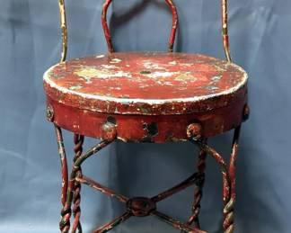 Antique Wrought Iron Child's Ice Cream Parlor Chair, 21" H