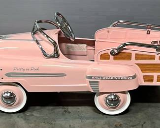 Woody Station Wagon "Pretty in Pink" Pedal Car, 42" L x 15" W x 21" H