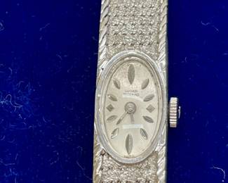 Vintage ladies 14K white gold Lucien Piccard watch.