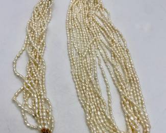 10 strand seed pearl necklace and matching bracelet.