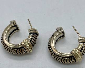 Lagos “caviar” gold and sterling hoop earrings.