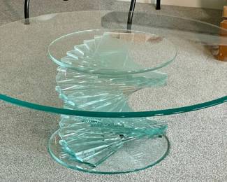 Modern glass cocktail table.