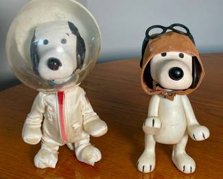 Vintage 1960’s United Features Snoopy Apollo astronaut and Red Baron figures.