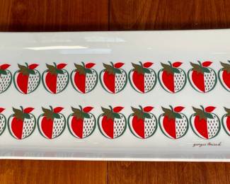 Mid century modern Georges Briard “Strawberry” glass  serving plate.