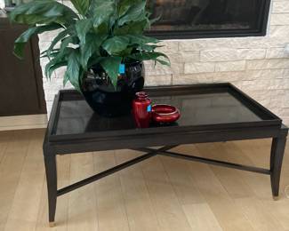 Lovely wooden coffee table, Beautiful faux plants