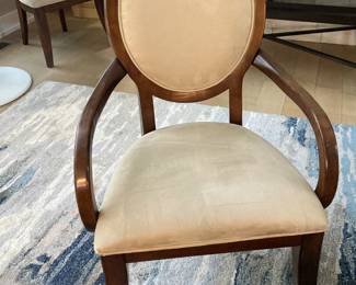 One of four lovely chairs, 2 with arms and two without. Ultra suede upholstry