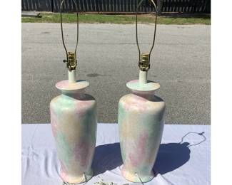 Two multi colored Mid Century Ceramic Lamps