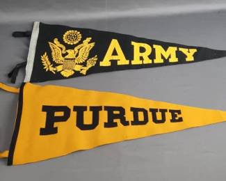 Vintage Army & Purdue Pennants 