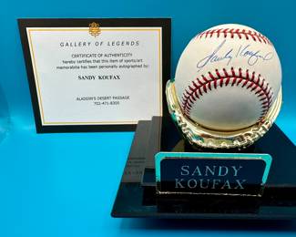 2.  Sandy Koufax Autographed Ball with Authentication