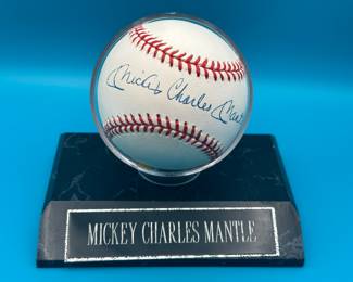 4.  Mickey Mantle Autographed Ball.  Signed  Mickey Charles Mantle after retirement.  Not Authenticated