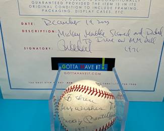 11.  Mickey Mantle Signed “To Irene” 1971, Authenticated.