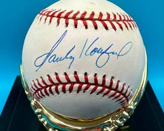 2  Close up of Sandy Koufax Autographed Ball