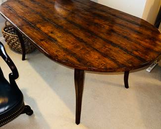 PRICE:$400.00-GUY CHADDOCK PECAN OVAL DINING TABLE 1980S-CONDITION ISSUES
72”L x 40”W x 29”H 
