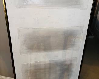PRICE:$125.00-LARGE MODERNIST WHITE CANVAS WITH GRAY RECTANGLES PAINTING
40”W x 2.75”D x 60”H
