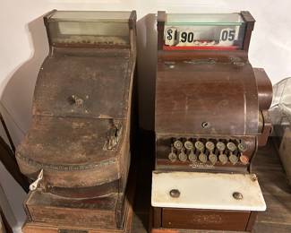 St Louis Cash Register on the left and on the right a National Cash Register. The NCR was used in the Barber shop in Lake Mills. We have a copy of the interior of the barber shop and you can see the register. You get the copy of the picture too!! 