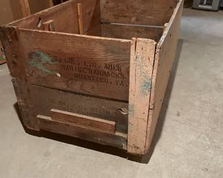 The address on this WW1 gun crate is for Lieutenant Colonel EO James Marine Barracks, Quantico, Virginia