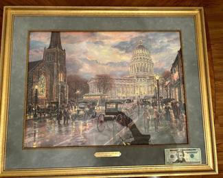 Our Capital in Madison... "Evenings Reflections" artist Lynn Casper - 5th generation WI woman. Comes with a featured FRONT page & ABOVE the FOLD article showing the artwork from the Capital Times from 1992!!!