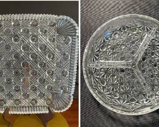 PR OF VINTAGE AND ANTIQUE GLASS AND CUT CRYSTAL SERVING TRAYS