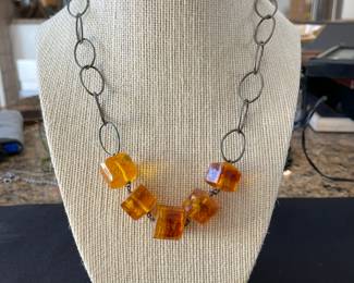 VNTAGE, AMBER, BEADED, NECKLACE
