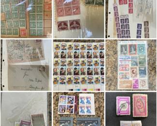ASSORTED COLLECTION OF STAMPS AND POSTCARDS