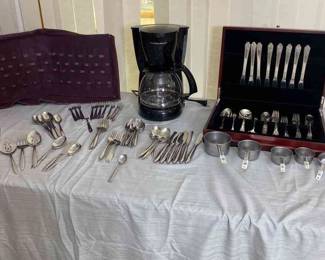 Stainless Steel Utensils, Coffee Pot, Measuring Cups