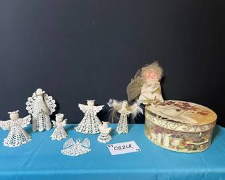 Hatbox and Crocheted Angels