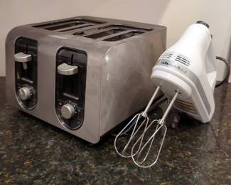 Black & Decker Wide Slot 4 Slice Toaster, Model TR6341S, And KitchenAid Hand Mixer, Model KHM512WH0