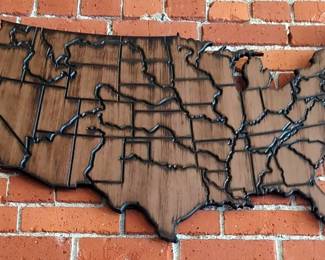 United States Continental Relief Map, With Major Rivers And State Boarders, Approx 24" x 31"
