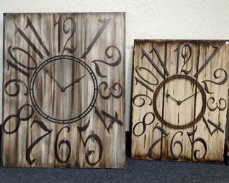 Custom Made Battery Operated Wall Clocks Qty 2, 18" x 24" and 24" x 30"
