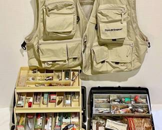 Field And Stream XL Fishing Vest, Two Tackle Boxes, Lures, More