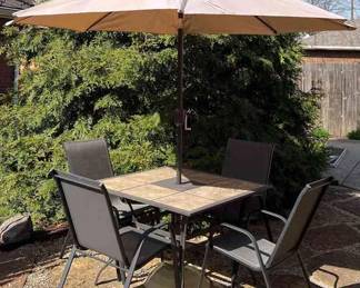  05 Outdoor Patio Table With Umbrella 4 Chairs