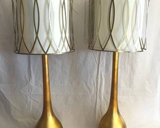 Pair Of Crest view Careington Gold Leaf Table Lamps