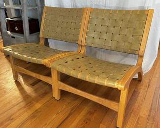 Pair Of Ceylon Woven Accent Chairs 28.5 H x 24 W x 20D