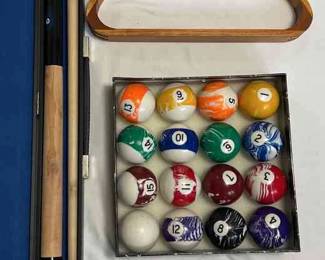 Multicolored Pool Stick With Case, Ball Rack  Ball Set