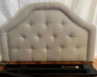 Gray Tufted Twin Size Headboard with Frame