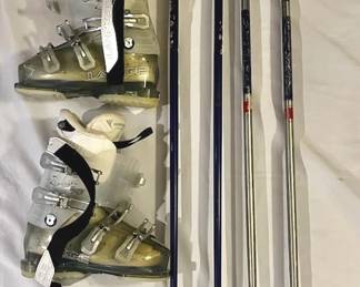 Lange Delight Ski Boots And Two Sets Of Ski Poles
