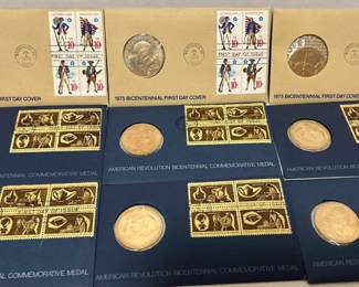 Commemorative Medals with Cancelled Stamps American Revolution Bicentennial 