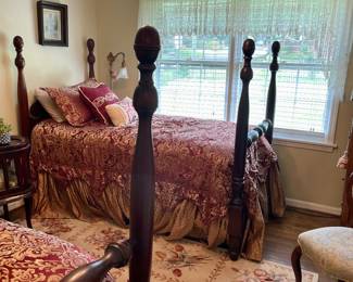 Pair of twin four post beds